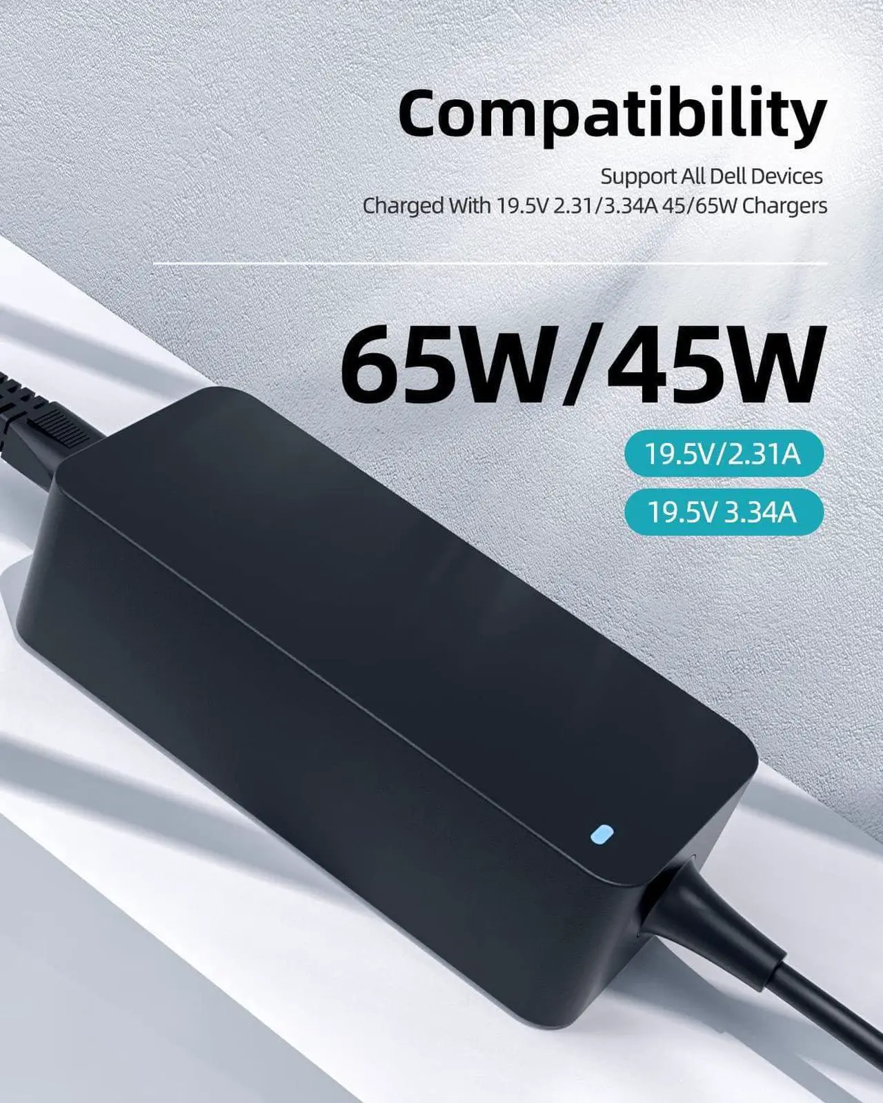 Alt view image 5 of 7 - Charger for  Laptop Charger Portable 65W 45W for All  Inspiron Latitude Vostro Round Power Connector (Safety Certified by UL)