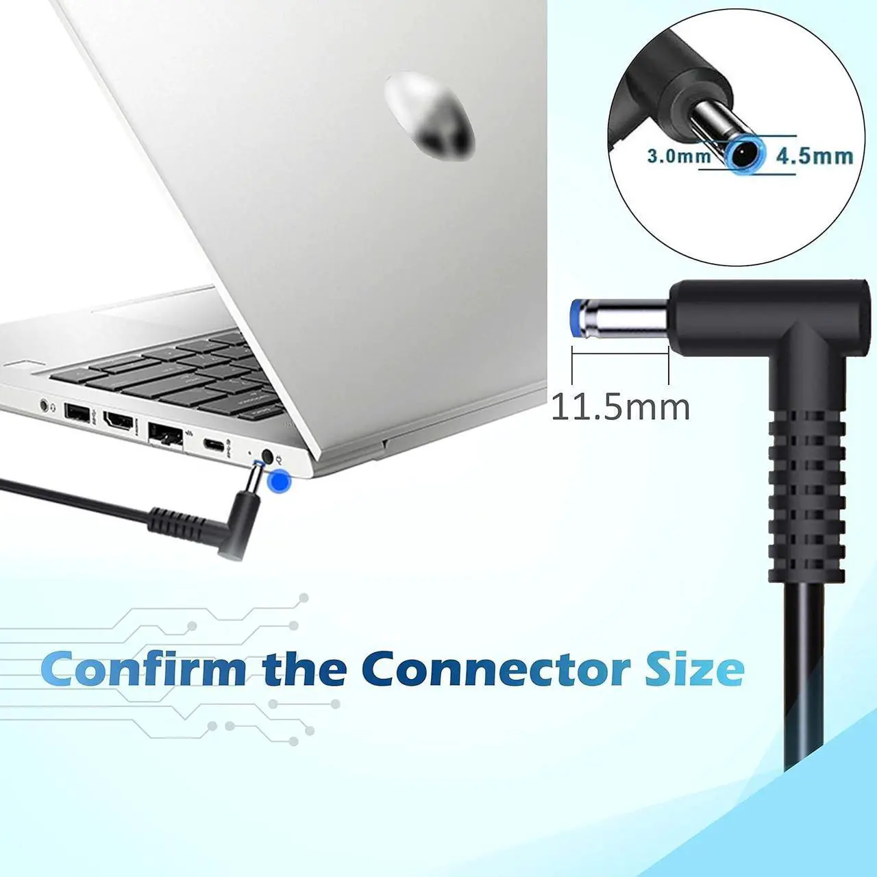 Alt view image 4 of 7 - 65W AC Adapter Laptop Charger for HP Envy 13 15 17 15t 15m 17m X360 15-1039wm 15-1033wm 15-1010dx 15-w237cl 15-w110nr 15-ee1093cl 15m-eu0033dx 15-u010dx 17m-ch0013dx Notebook Power Supply Cord