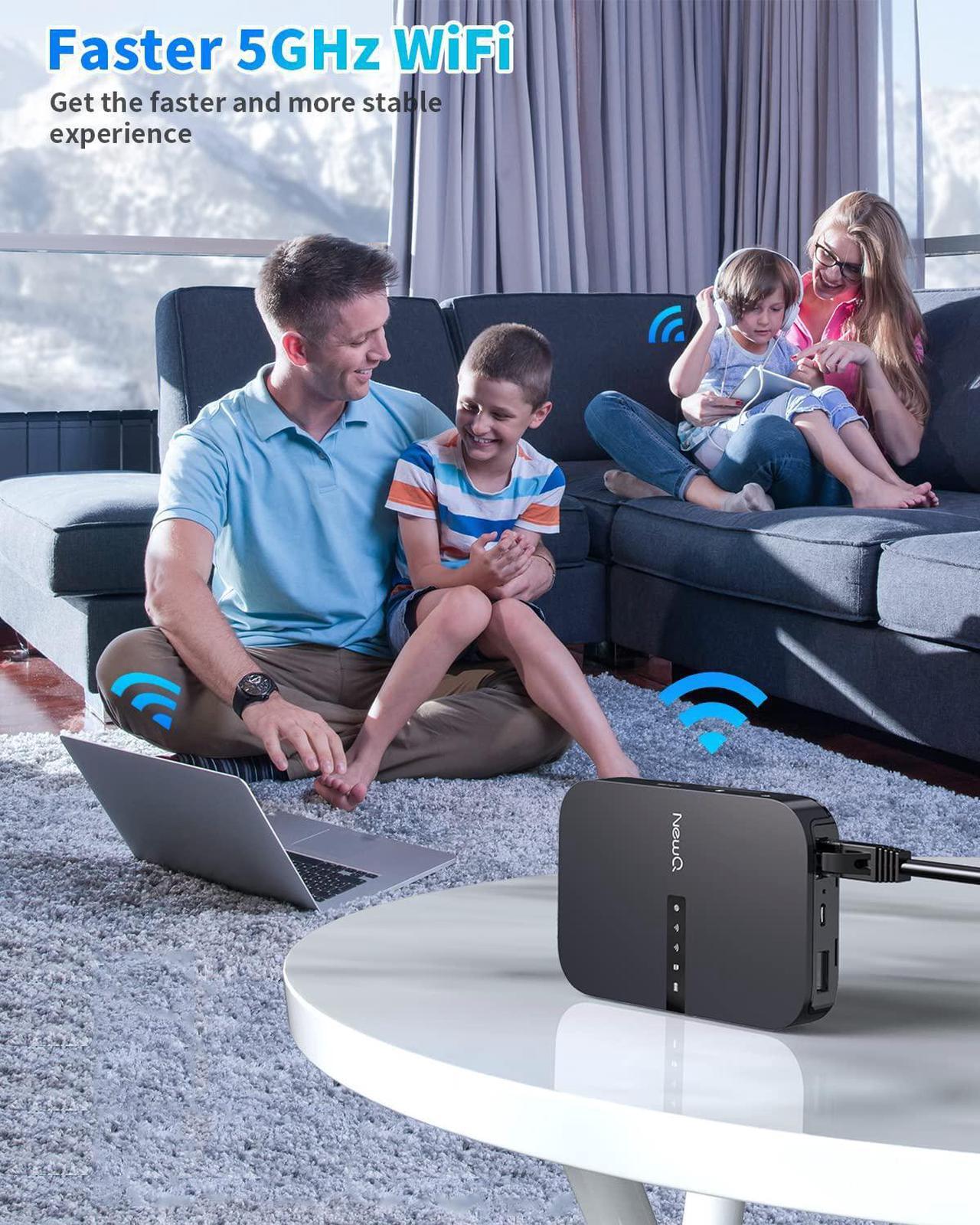 Alt view image 7 of 7 - NewQ Filehub AC750 Travel Router: Portable Hard Drive SD Card Reader & Mini WiFi Range Extender for Travel | Wireless Access External Harddrive & USB Storage Device to Backup Photo & Files from iPhone