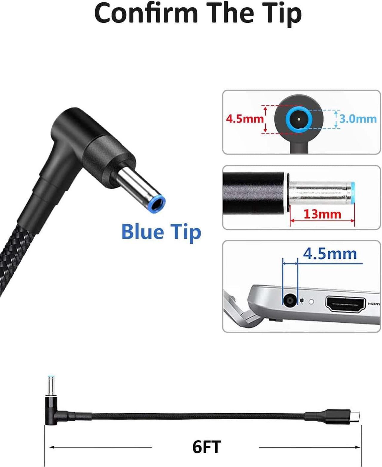 Alt view image 7 of 7 - USB C to 4.5mm Laptop Charging Cable Adapter Male Type C to Right Angle DC 4.5 x 3.0mm Converter 6.5ft 100W PD Power Charger Supply Extension Cord for Stream 11 13 14 15 Pavilion Spectre Chromebook HP