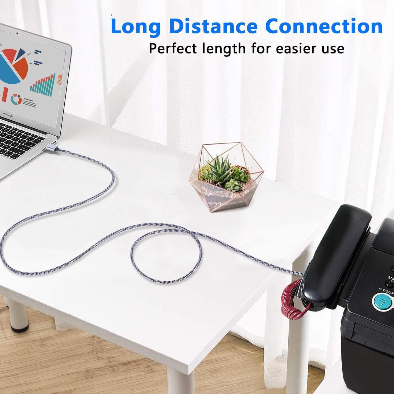 Alt view image 7 of 7 - Printer Cable 30 Feet USB Printer Cable USB 2.0 Type A Male to B Male Printer Cord USB B Cable Printer USB Cable Compatible with HP Canon Epson Dell Brother Lexmark Xerox Samsung etc