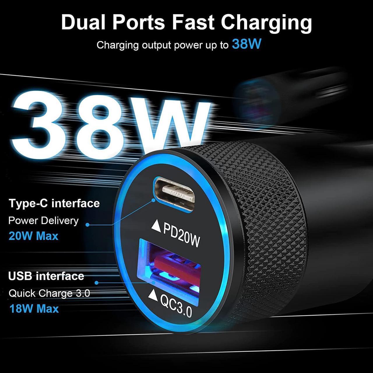 Alt view image 3 of 7 - Type C Charger Fast Charging Block for Samsung Galaxy S25, A15 5G,A16,A55,A35,A14,A13,A25,S24 S23 FE,A03s,A53,Z Fold6,20W PD 3.0 USB C Wall Charger 38W Car Adapter+2 PCS Android 6ft USB C-to-C Cable