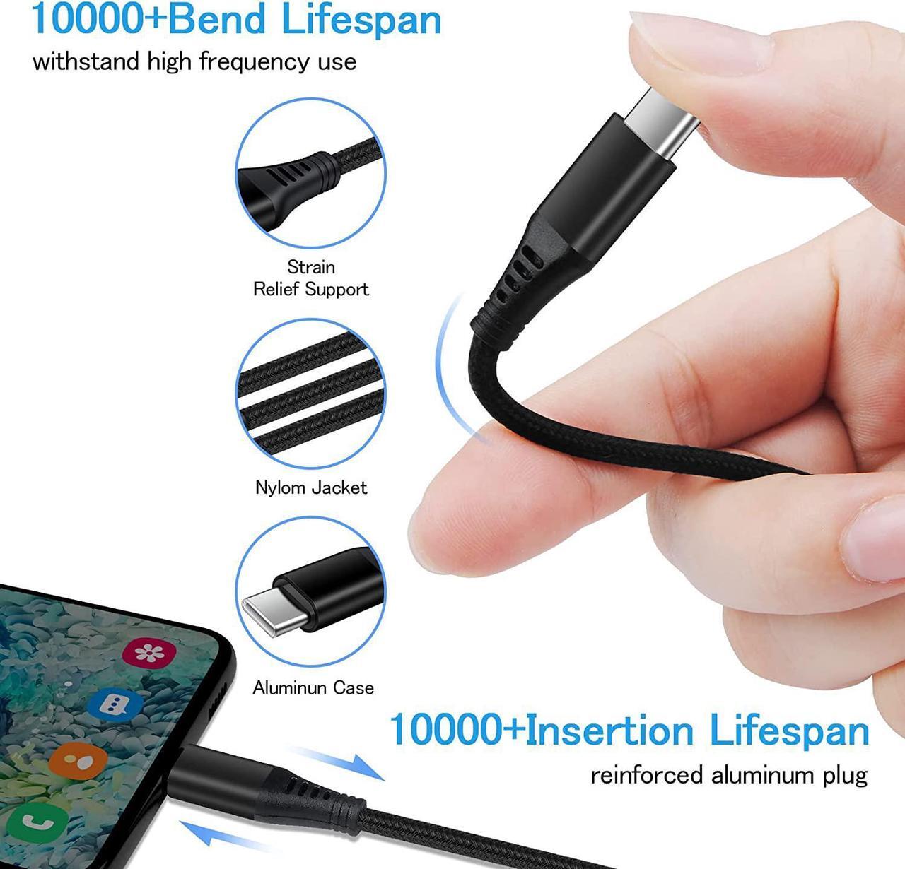 Alt view image 5 of 7 - Type C Charger Fast Charging Block for Samsung Galaxy S25, A15 5G,A16,A55,A35,A14,A13,A25,S24 S23 FE,A03s,A53,Z Fold6,20W PD 3.0 USB C Wall Charger 38W Car Adapter+2 PCS Android 6ft USB C-to-C Cable