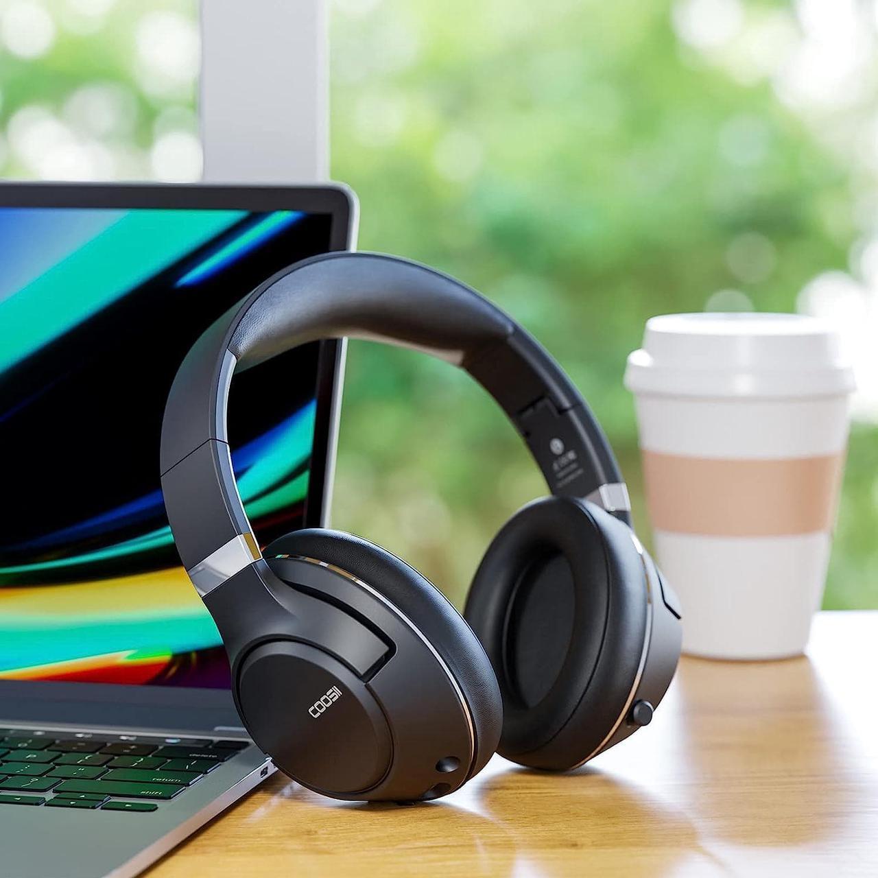 Alt view image 7 of 7 - COOSII H300 Wireless Headphones Bluetooth with Microphone, Over Ear Headsets with Environmental Noise Cancelling Retractable Mic, USB Dongle & Mute for Office Laptop Computer Chromebook Smartphone