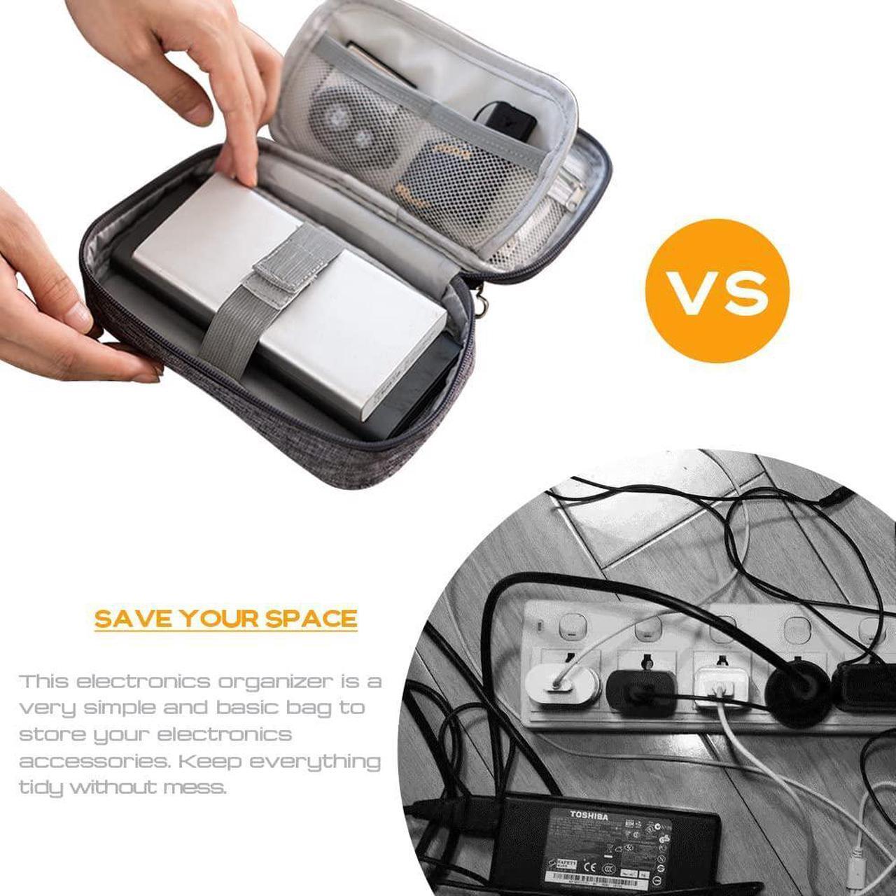 Alt view image 2 of 7 - Electronic Organizer Bag Cable Organizer Travel Cord Organizer Case Pouch Portable Carrying Case for Charger Hard Drive Earphone USB SD Card (Purple)