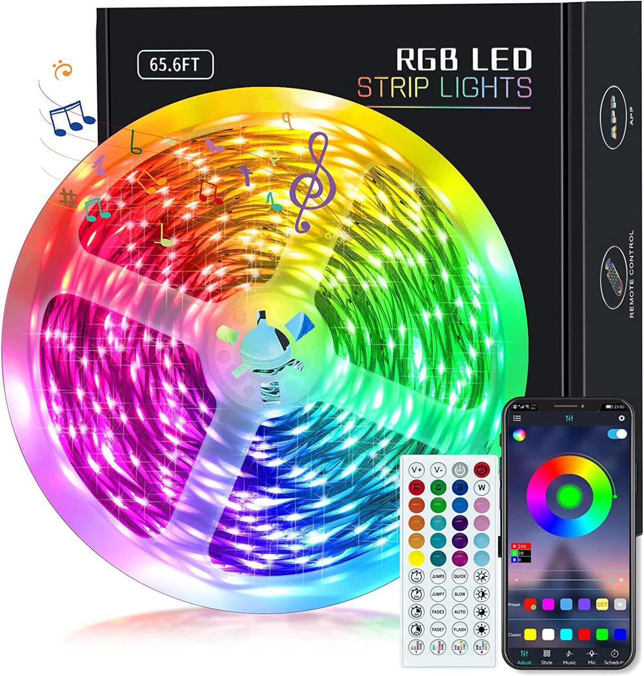 Main image of 65.6ft LED Lights for Bedroom Music Sync RGB LED Strip Lights with APP & Remote Control Luces LED para Cuarto Bluetooth LED Lights for Room Home Decoration