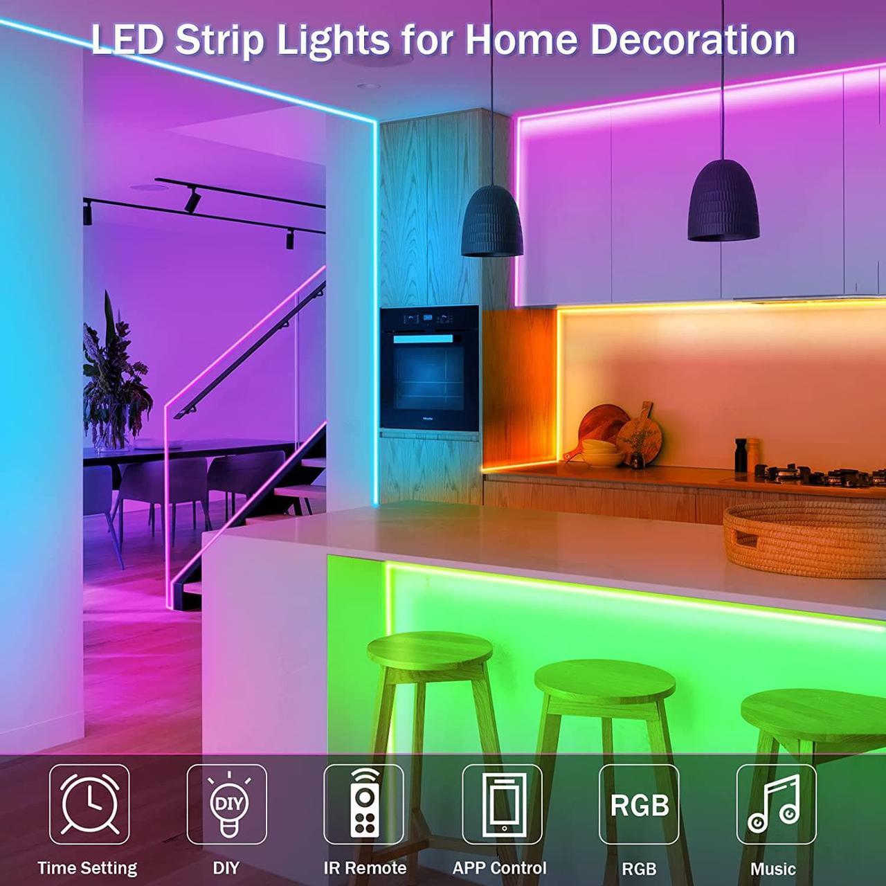 Alt view image 7 of 7 - 65.6ft LED Lights for Bedroom Music Sync RGB LED Strip Lights with APP & Remote Control Luces LED para Cuarto Bluetooth LED Lights for Room Home Decoration