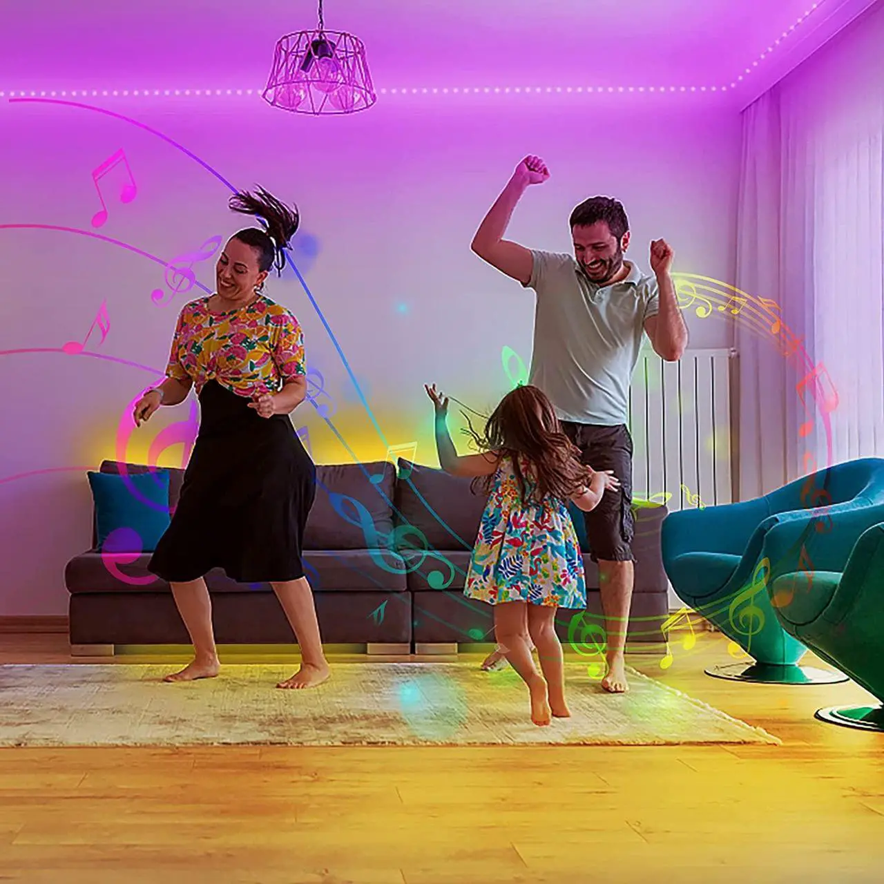 Alt view image 3 of 7 - Led Strip Lights 200 ft (2 Rolls of 100 ft) Ultra Long Smart Light Strips with App Voice Control Remote RGB Music Sync Color Changing Lights for Bedroom Kitchen Party Home Decoration
