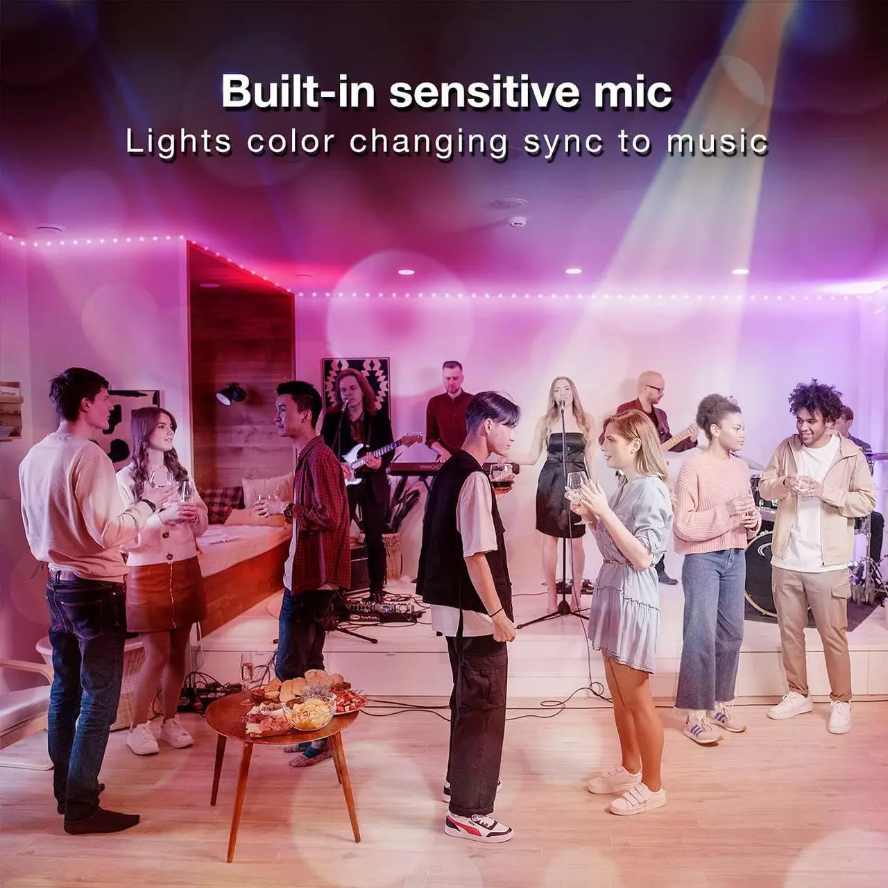 Alt view image 4 of 7 - Led Strip Lights 200 ft (2 Rolls of 100 ft) Ultra Long Smart Light Strips with App Voice Control Remote RGB Music Sync Color Changing Lights for Bedroom Kitchen Party Home Decoration