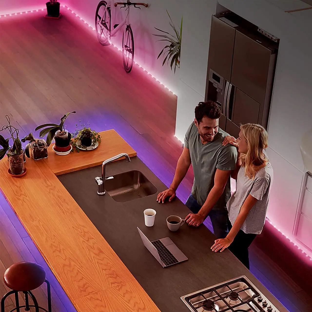 Alt view image 5 of 7 - Led Strip Lights 200 ft (2 Rolls of 100 ft) Ultra Long Smart Light Strips with App Voice Control Remote RGB Music Sync Color Changing Lights for Bedroom Kitchen Party Home Decoration