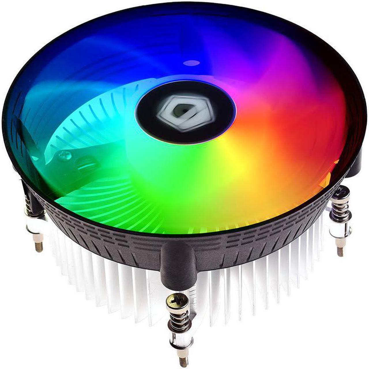 ID-COOLING DK-03i CPU Cooler for LGA1200/115X, 60mm Height Low-Profile CPU Air Cooler with Aluminum Fins, Rainbow RGB Lighting, 120mm PWM Fan, Thermal Compound Included, TDP 100W