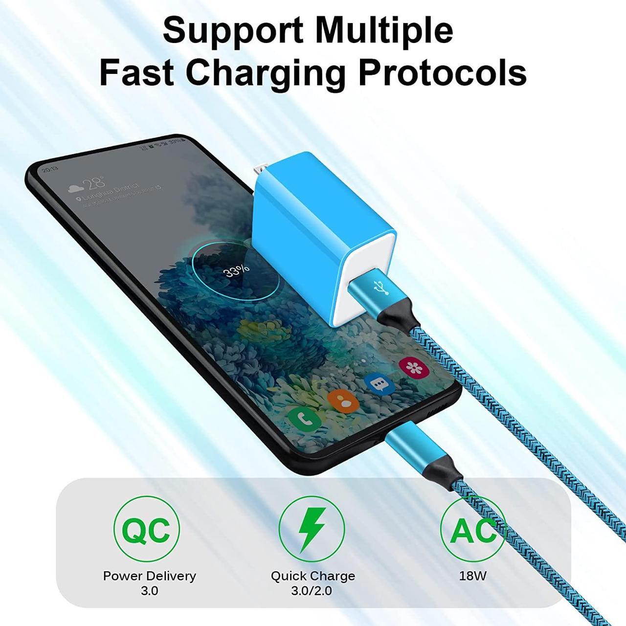 Alt view image 2 of 7 - Android Phone Charger Samsung Charger Fast Charging with USB Type C Charger Cable Cord 3FT/6FT for Samsung Galaxy A14 5G/A54 5G/S23 Ultra/S22/S21/S20/S10 /S9/A53/A52/A51/A34/A32/A23/A13/A12/A03s/A01