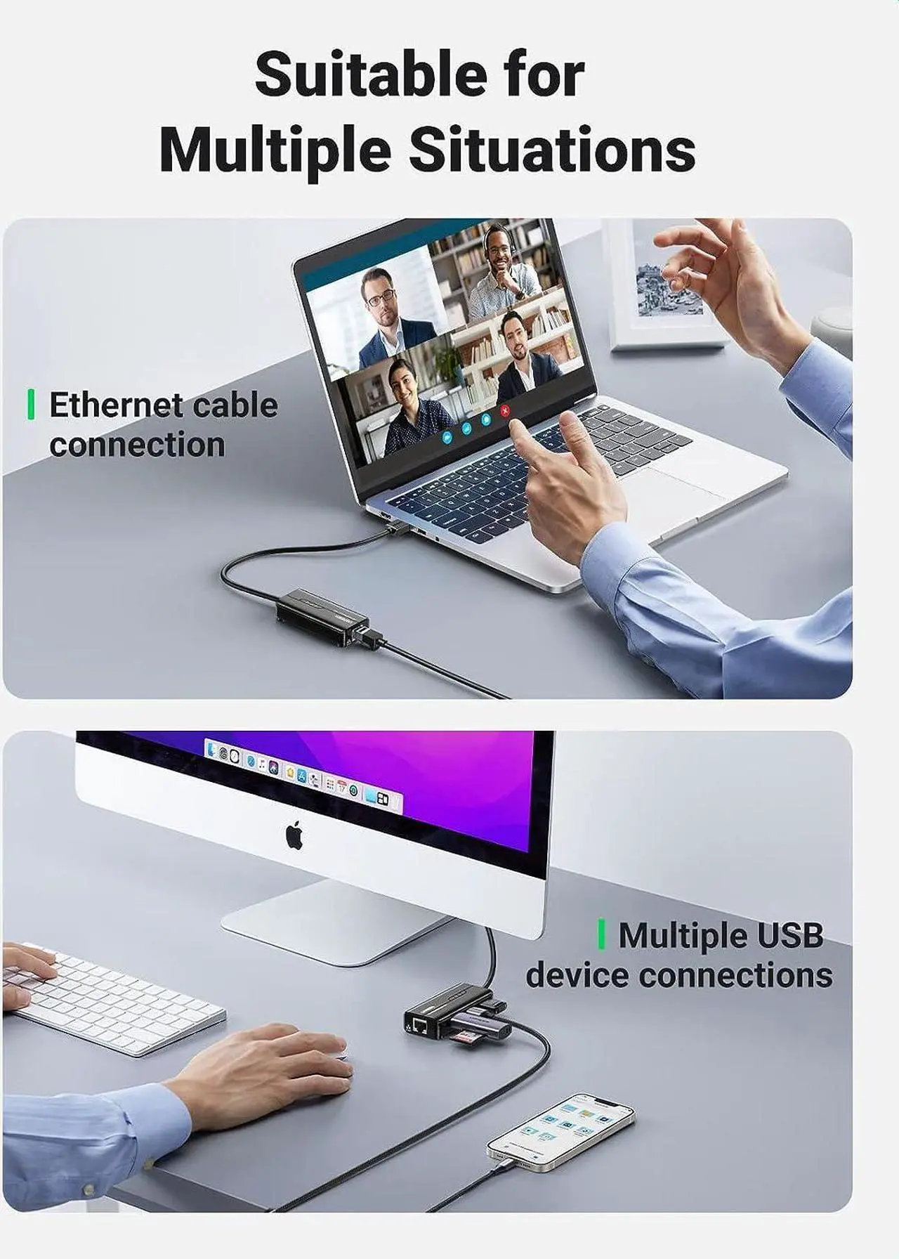 Alt view image 6 of 7 - UGREEN USB 3.0 Hub Ethernet Adapter 10 100 1000 Gigabit Network Converter with 3 USB 3.0 Ports Hub Compatible with Laptop PC Nintendo Switch MacBook Mac Mini Surface XPS Windows Linux macOS, and More