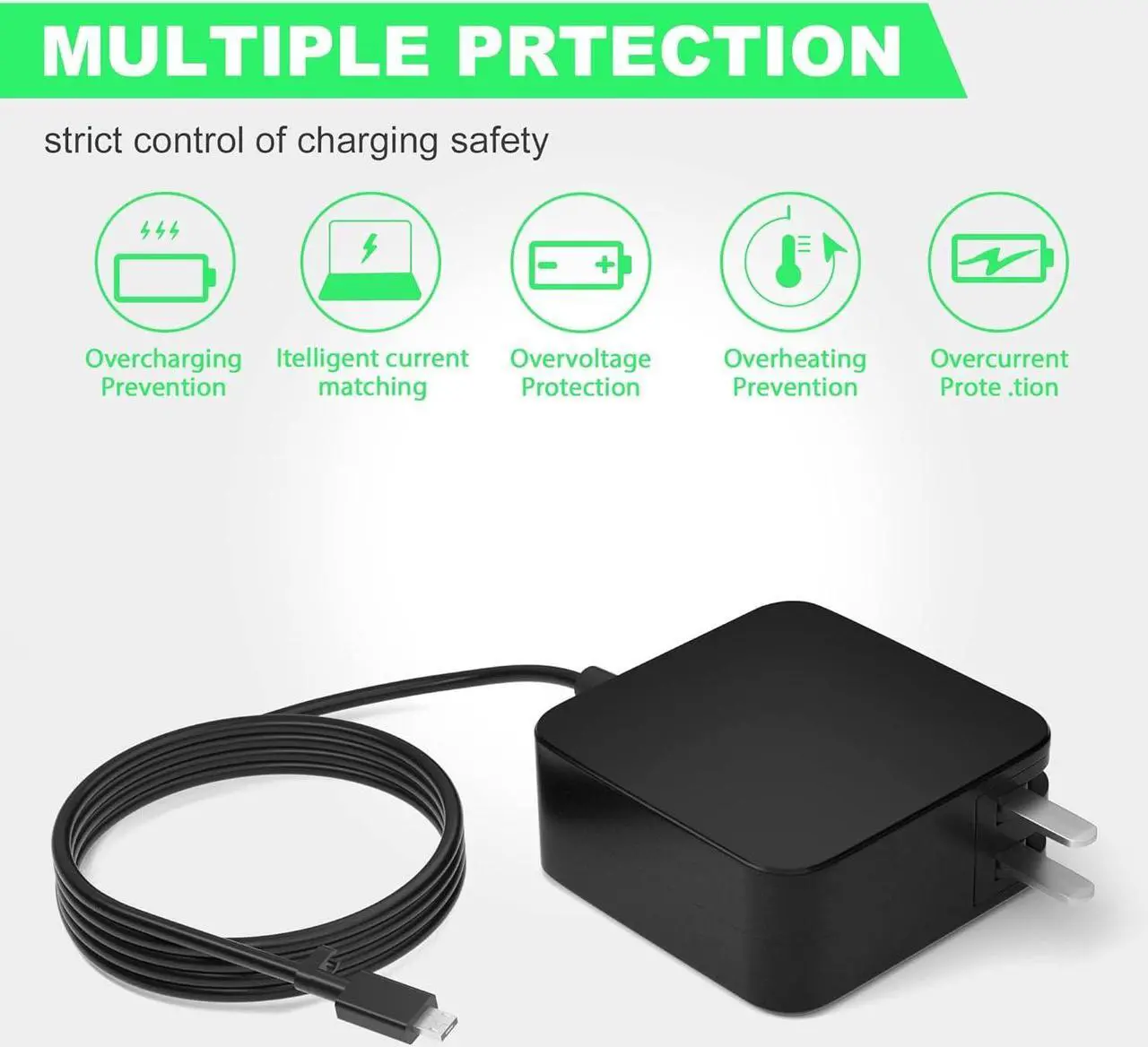 Alt view image 5 of 7 - 33W 19V 1.75A Laptop Charger for Asus Chromebook Flip C100PA C100P C100 C201 C201P C201PA Eeebook X205 X205T X205TA Vivobook E200H E200HA AD890526 ADP-33AW ADP-33AW Connector Type: Small Square Tip