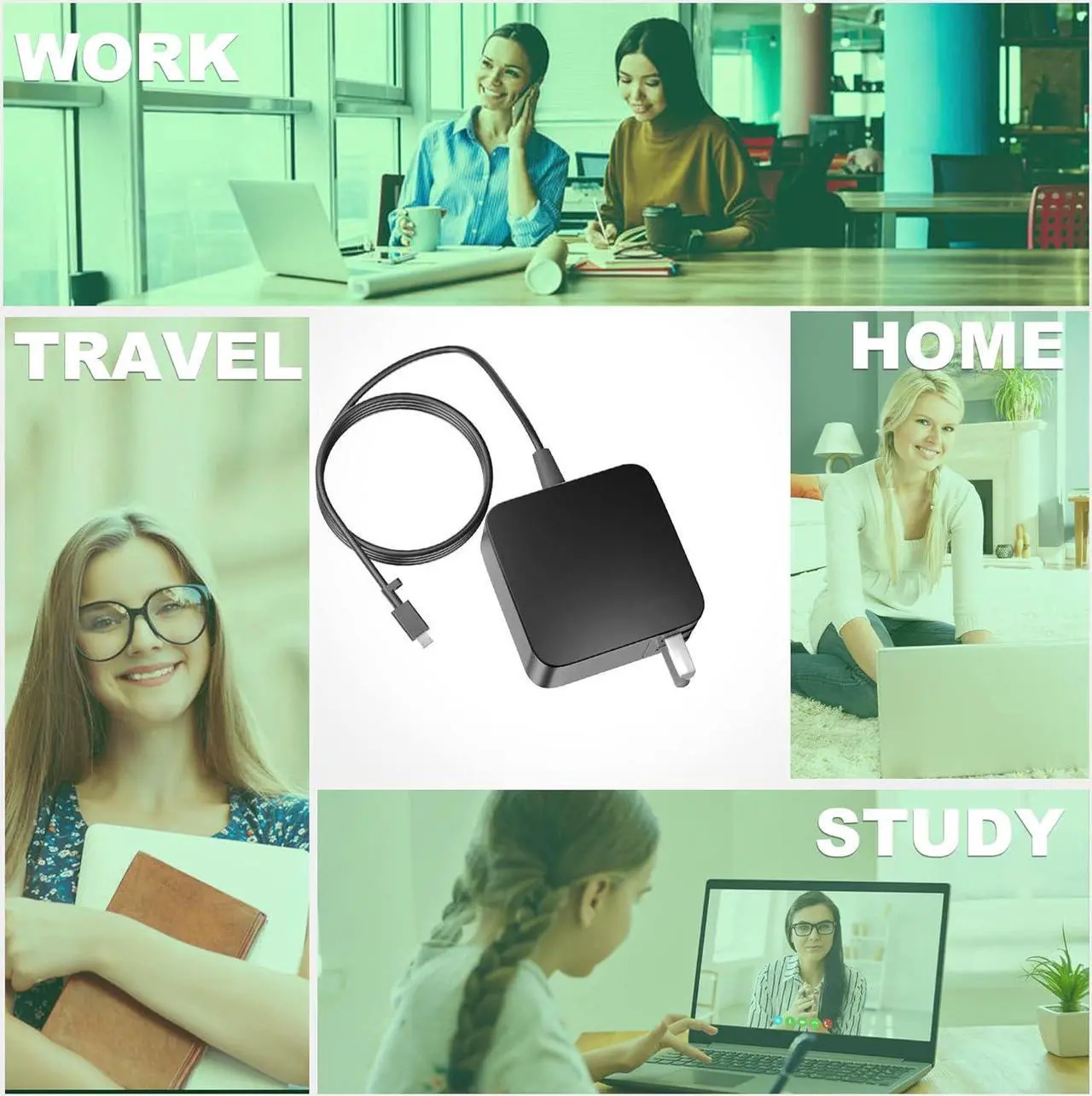 Alt view image 7 of 7 - 33W 19V 1.75A Laptop Charger for Asus Chromebook Flip C100PA C100P C100 C201 C201P C201PA Eeebook X205 X205T X205TA Vivobook E200H E200HA AD890526 ADP-33AW ADP-33AW Connector Type: Small Square Tip