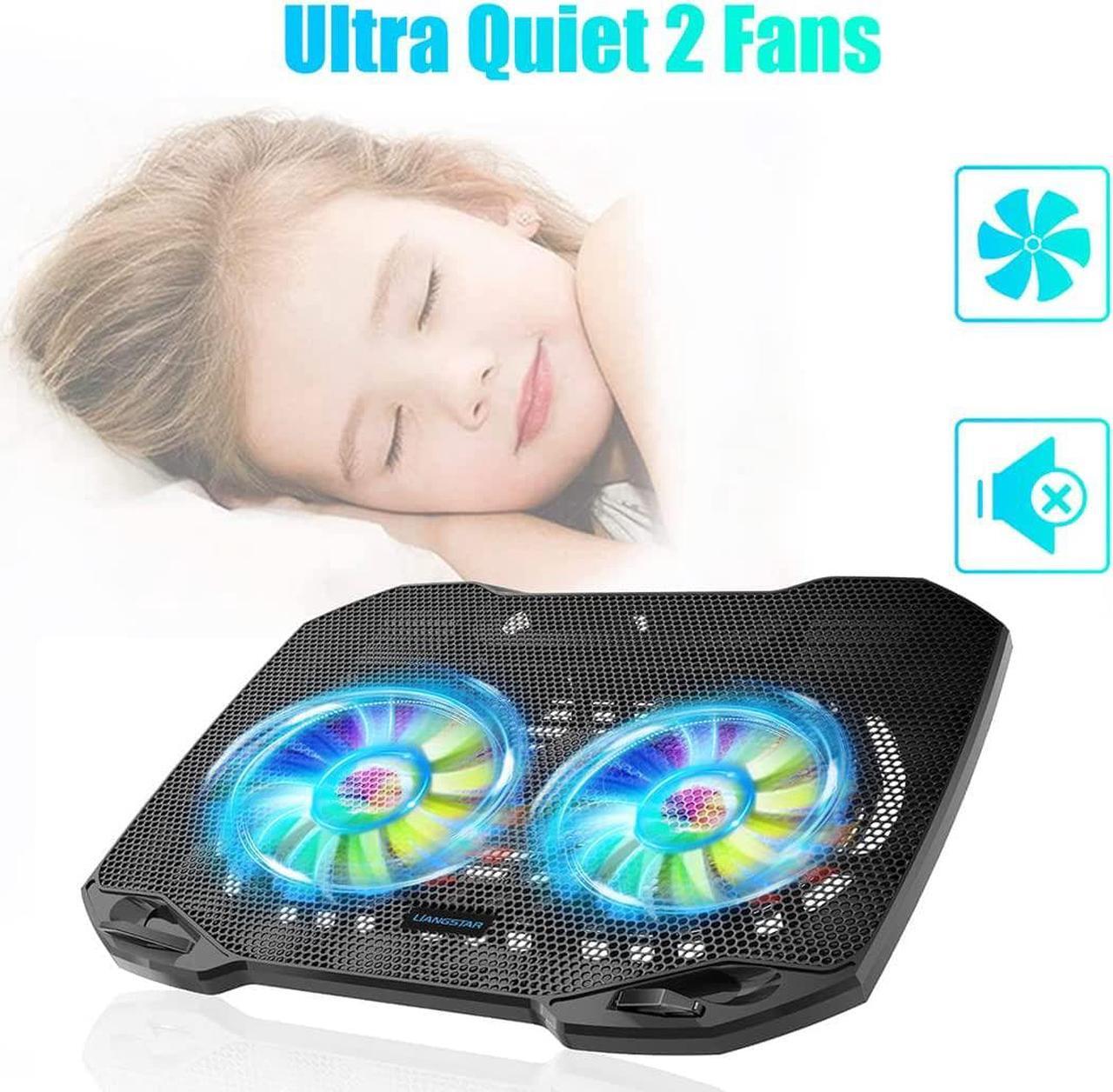 Alt view image 2 of 7 - Laptop Cooling Pad, Gaming Laptop Cooler with 2 Quiet Big Fans, RGB 7 Color Light Change, Portable USB Laptop Stand 11 to 15.6 Inch, Slim and Easy Carry Working Study Outdoor Travel, 2020