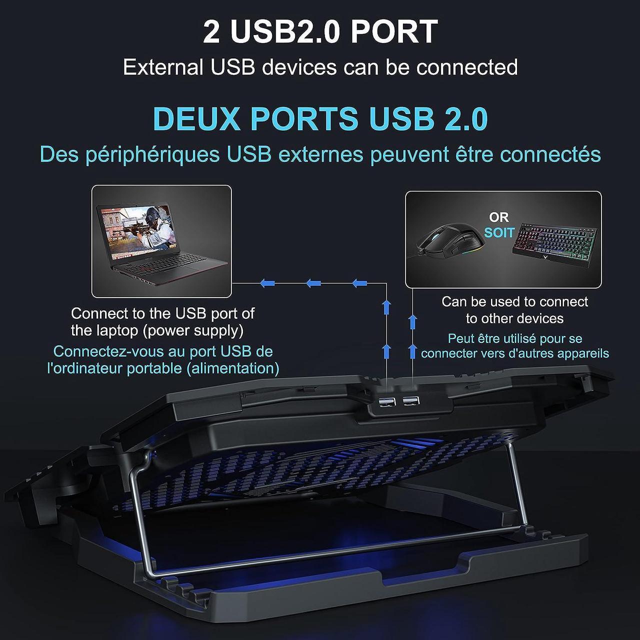 Alt view image 6 of 7 - TopMate C5 12-15.6 inch Gaming Laptop Cooler Cooling Pad | 5 Quiet Fans and LCD Screen | 2500RPM Strong Wind Designed for Gamers and Office