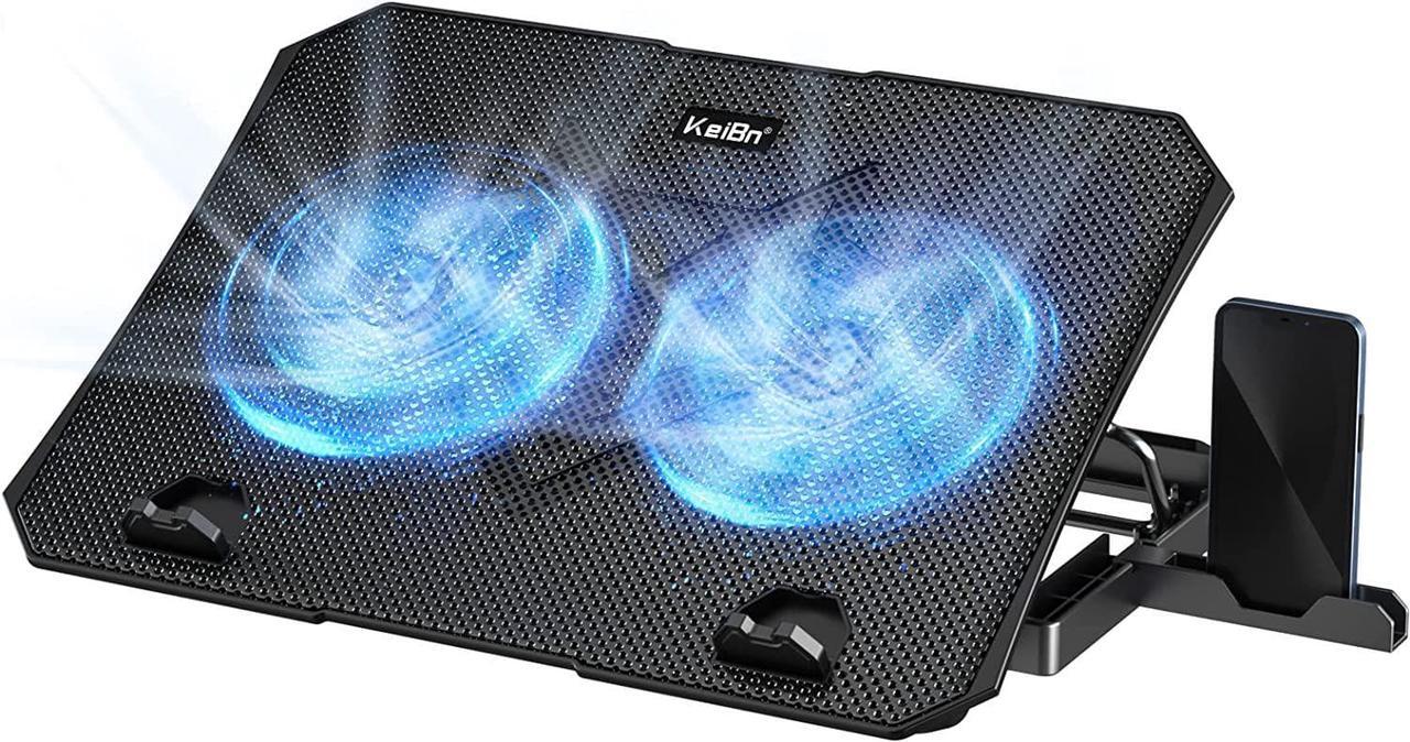 Main image of KeiBn Laptop Cooling Pad, Gaming Laptop Cooler 2 Fans for 10-15.6 Inch Laptops, 5 Height Stands, 2 USB Ports (S039)