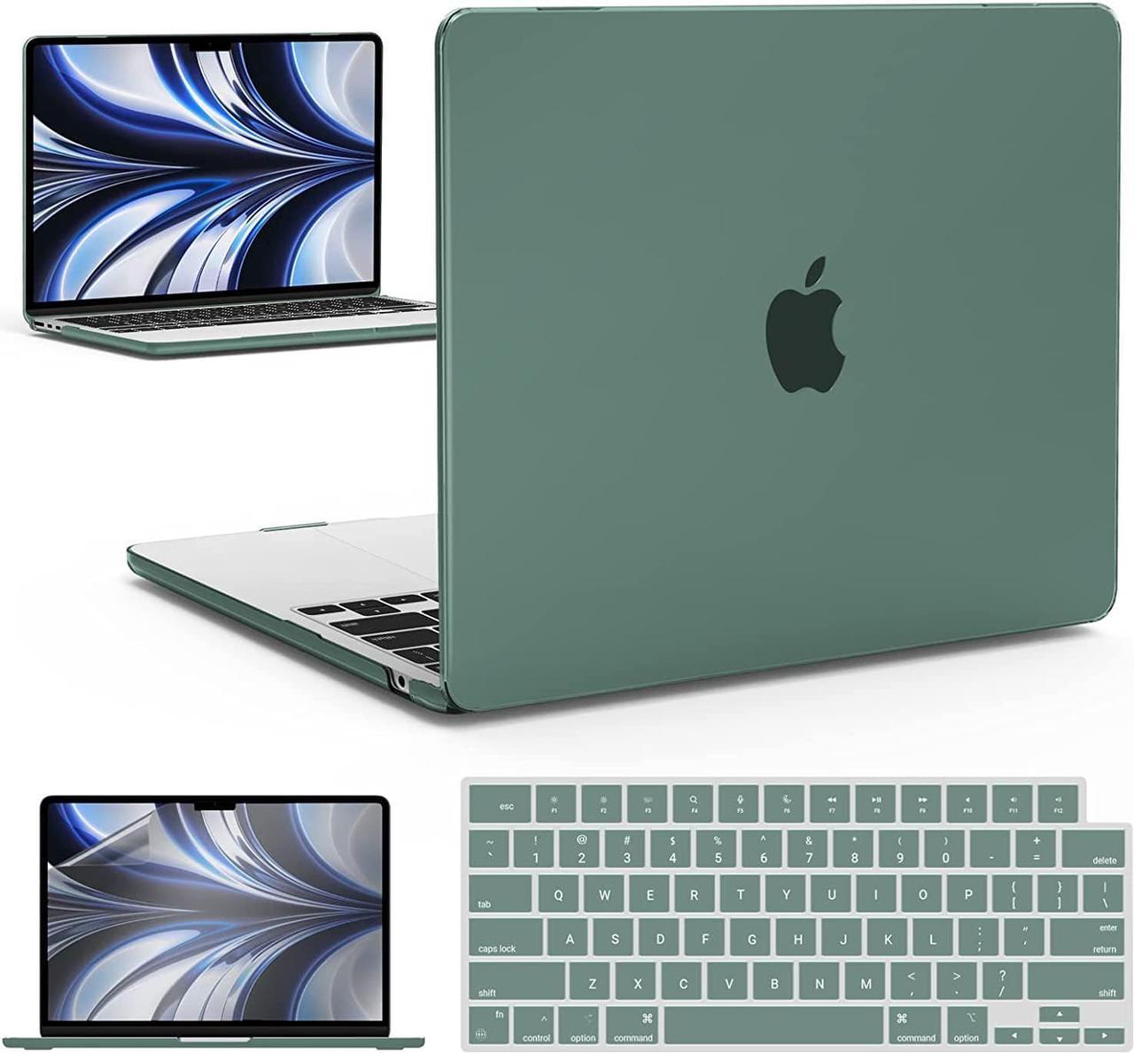 IBENZER Compatible with M2 2023 2022 MacBook Air 13 inch case, Model A2681, Hard Shell Case&Keyboard Cover&Screen Film for New M2 Mac Air 13.6 in with Touch ID, Midnight Green,CA-AT13-KK-MTGN+2