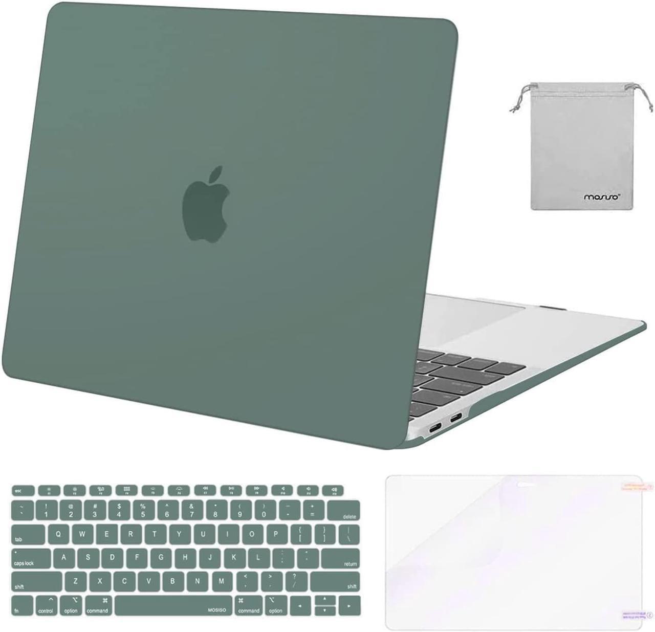 MOSISO Compatible with MacBook Air 13 inch Case 2022 2021 2020 2019 2018 A2337 M1 A2179 A1932 Retina Display Touch ID, Plastic Hard Shell&Keyboard Cover&Screen Protector&Storage Bag, Midnight Green