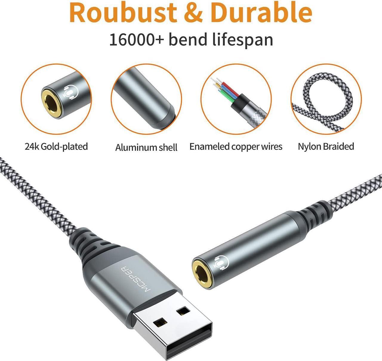 Alt view image 5 of 6 - USB to 3.5mm Audio Jack Adapter External Sound Card Converter Compatible with Headset PC Laptop Mac Desktops Linux PS4 and More Devices (Grey)
