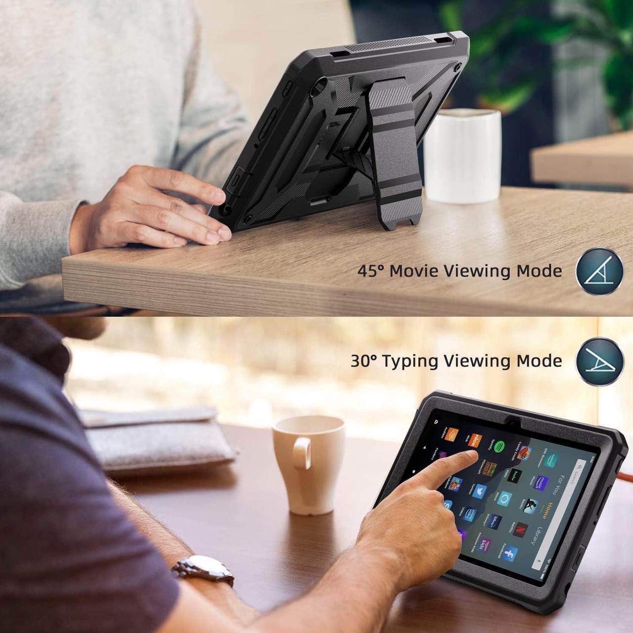 Alt view image 4 of 7 - Fire HD 8 & HD 8 Plus Tablet Case (Only 12th Gen 2024/2022) - [Light-Duty] Full Body Rugged Cover with Built-in Screen Protector for Kindle Fire HD 8 Kids Tablet & Kids Pro Tablet - Black
