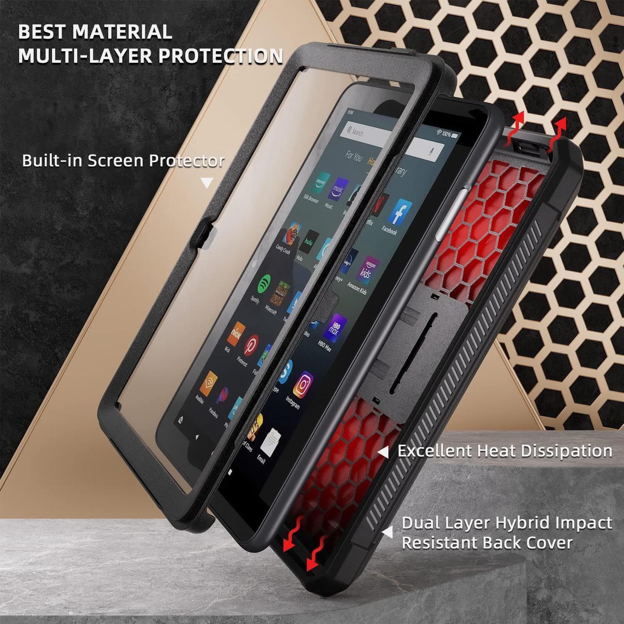 Alt view image 6 of 7 - Fire HD 8 & HD 8 Plus Tablet Case (Only 12th Gen 2024/2022) - [Light-Duty] Full Body Rugged Cover with Built-in Screen Protector for Kindle Fire HD 8 Kids Tablet & Kids Pro Tablet - Black