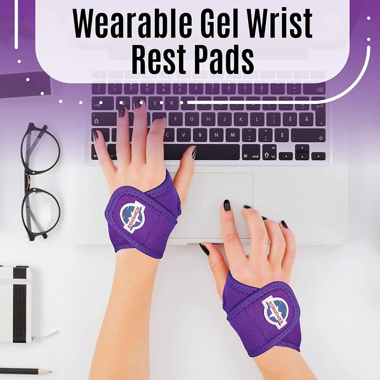 Alt view image 2 of 7 - .Wearable Gel Wrist Rest Pads.Mouse and Keyboard Wrist Support Adjustable Wrist Brace.