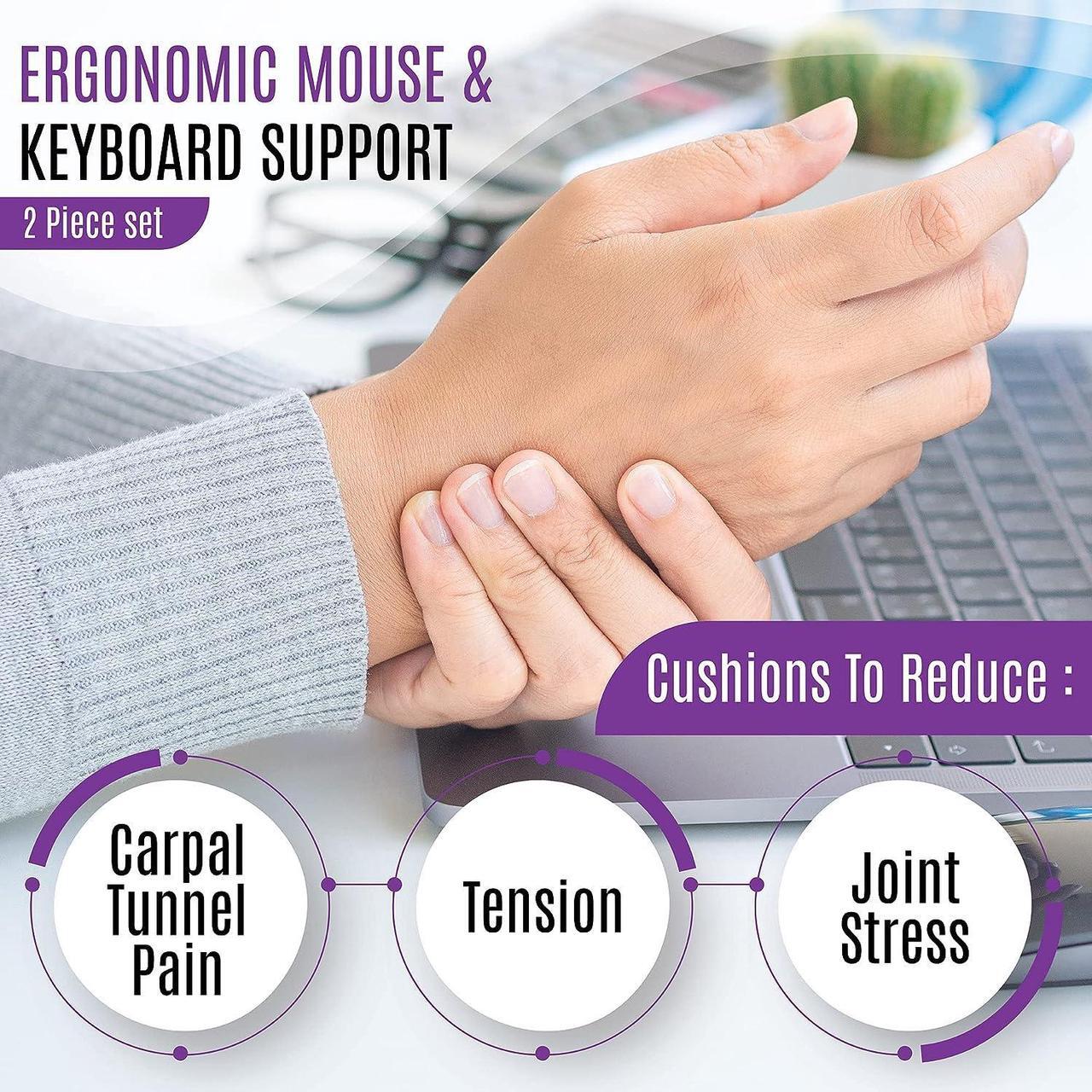 Alt view image 6 of 7 - .Wearable Gel Wrist Rest Pads.Mouse and Keyboard Wrist Support Adjustable Wrist Brace.