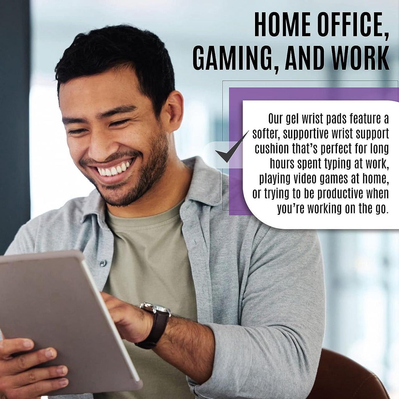 Alt view image 7 of 7 - .Wearable Gel Wrist Rest Pads.Mouse and Keyboard Wrist Support Adjustable Wrist Brace.