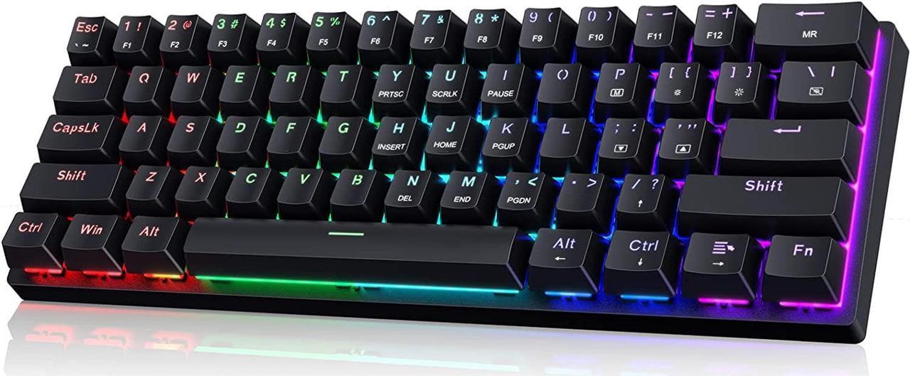 Portable 60% Mechanical Gaming Keyboard,60 Percent Wired Gamer Keyboard with Blue Switches,LED Customization Backlit,61 Keys Ultra-Compact Mini Office Keyboard for PC/Mac/Xbox,Easy to Carry On Trip