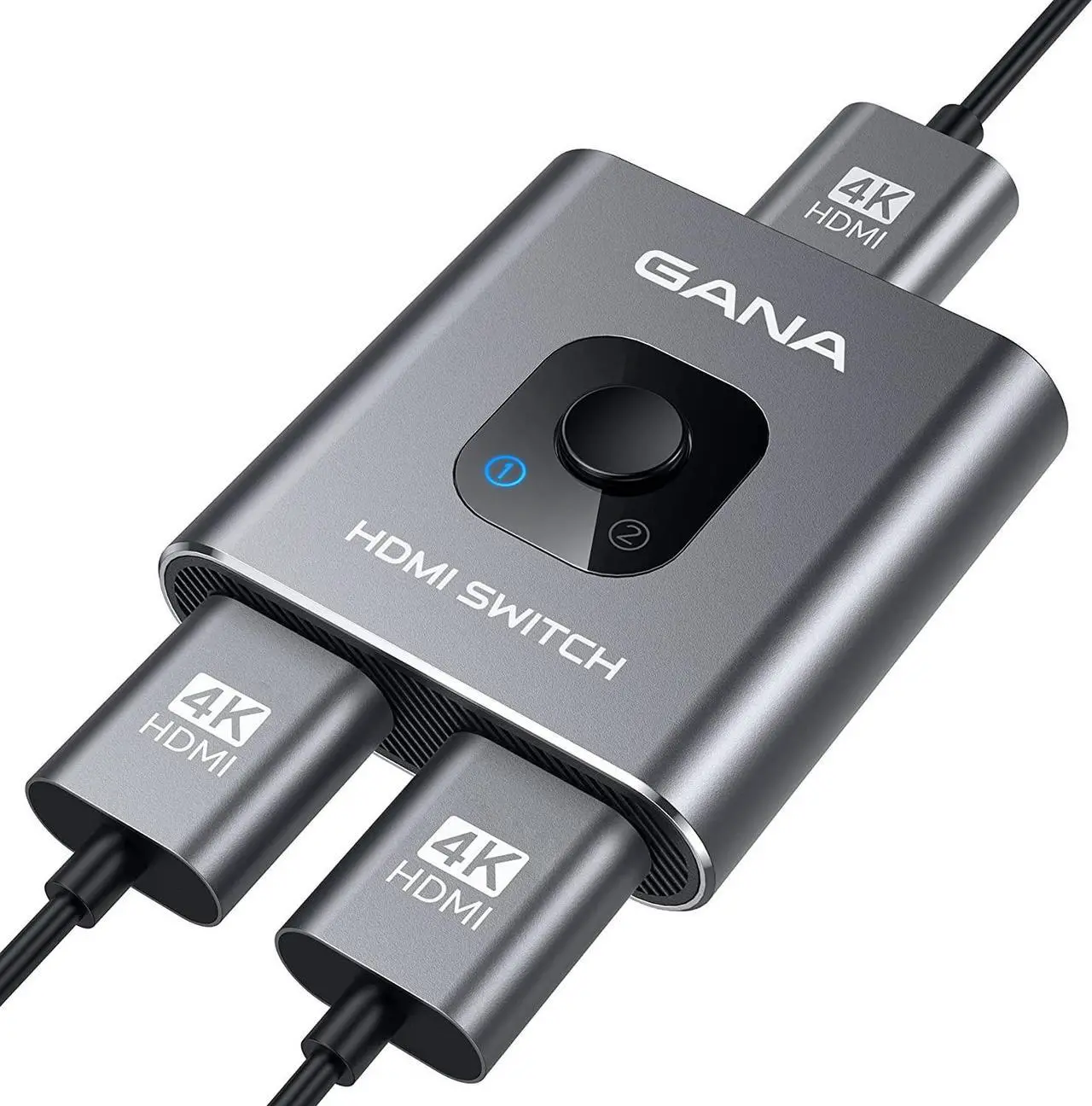 Main image of HDMI Switch 4k@60hz Splitter, GANA Aluminum Bidirectional HDMI Switcher 2 in 1 Out, Manual HDMI Hub Supports HD Compatible with Xbox PS5/4/3 Blu-Ray Player Fire Stick Roku