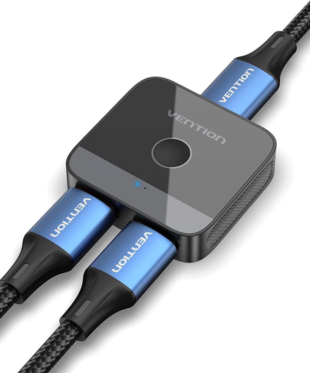 Main image of HDMI Switch 4k@60Hz, VENTION HDMI Switcher 2 in 1 Out Bi-Directional 1 in 2 Out Manual HDMI Switch Supports HDCP 2.2 HDR 3D Compatible with PS5/4 Xbox Blu-Ray Player Fire Stick Roku HDTV Monitor