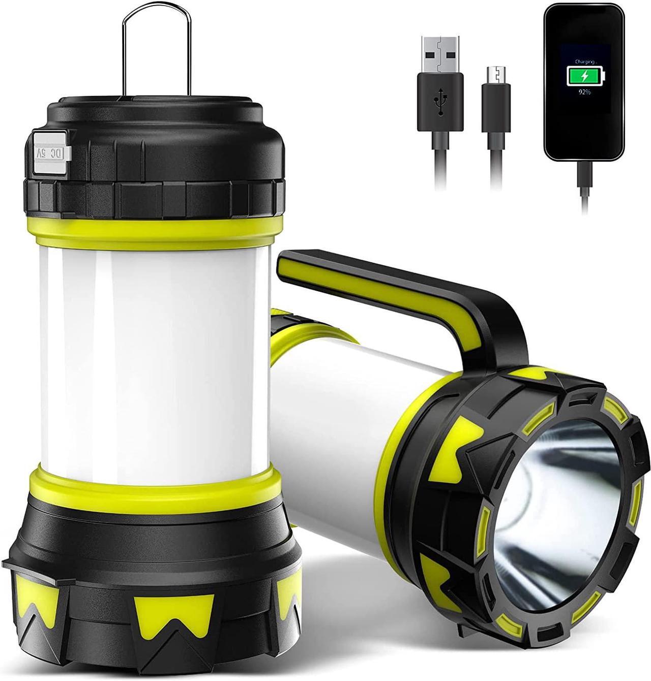 Main image of Rechargeable Flashlights Camping Lantern,6 Modes LED Bright Flashlight 3000mAh Power Bank, IPX4 Waterproof, Emergency Flashlight Lantern for Outdoor Hurricane, USB Cable Included-1 Flashlight