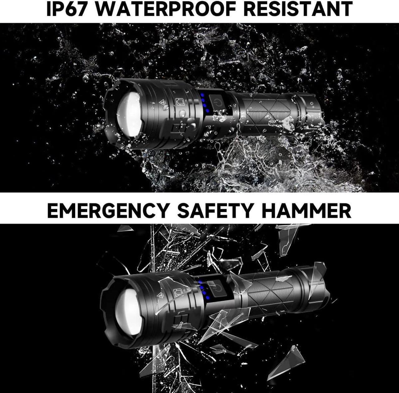 Alt view image 6 of 7 - Rechargeable Flashlights High Lumens, 990000LM Powerful Tactical Flashlights, 5 Modes LED Flashlight Adjustable, Brightest Flashlight Waterproof, Handheld Flash Light for Emergencies, Camping, Hiking