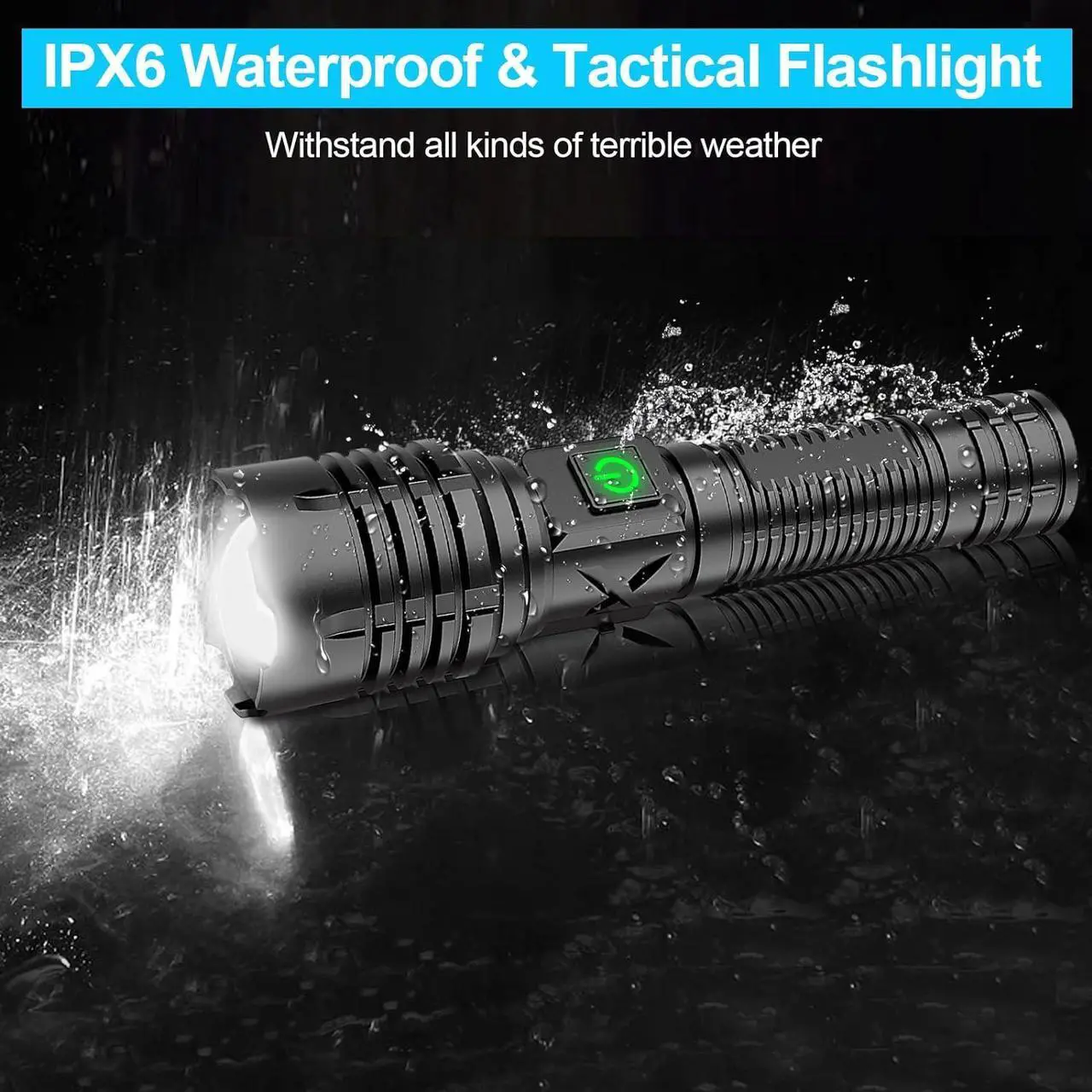 Alt view image 6 of 7 - Flashlights High Lumens Rechargeable (Battery Included), 100000 Lumens XHP70.2 Super Bright LED Flashlight with Holster, Type-C, 5 Modes, Zoomable, IPX6 Waterproof Flashlights for Emergency Camping