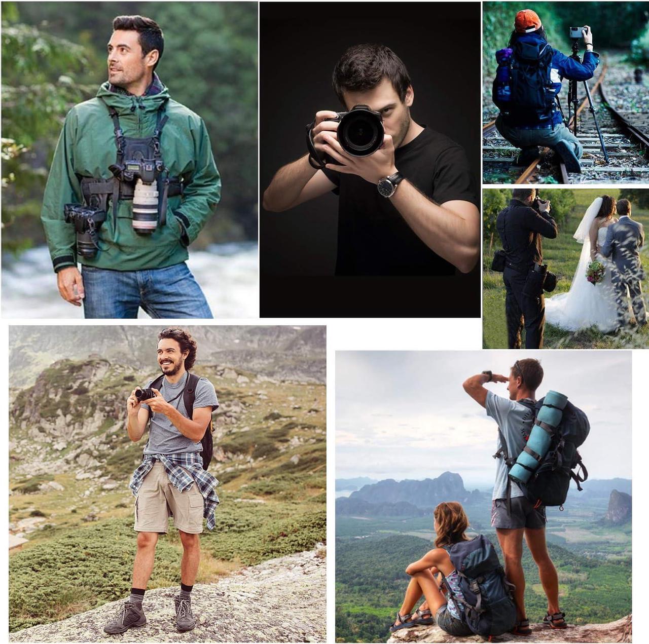 Alt view image 2 of 7 - Dual Camera Harness, SK-MSP01 Multi Carrying Chest Vest System with Side Holster for Canon 6D 600D 5D2 5D3 Nikon D90 Sony A7S A7R A7S2 Panasonic Olympus DSLR Cameras Climbing Wedding Travel