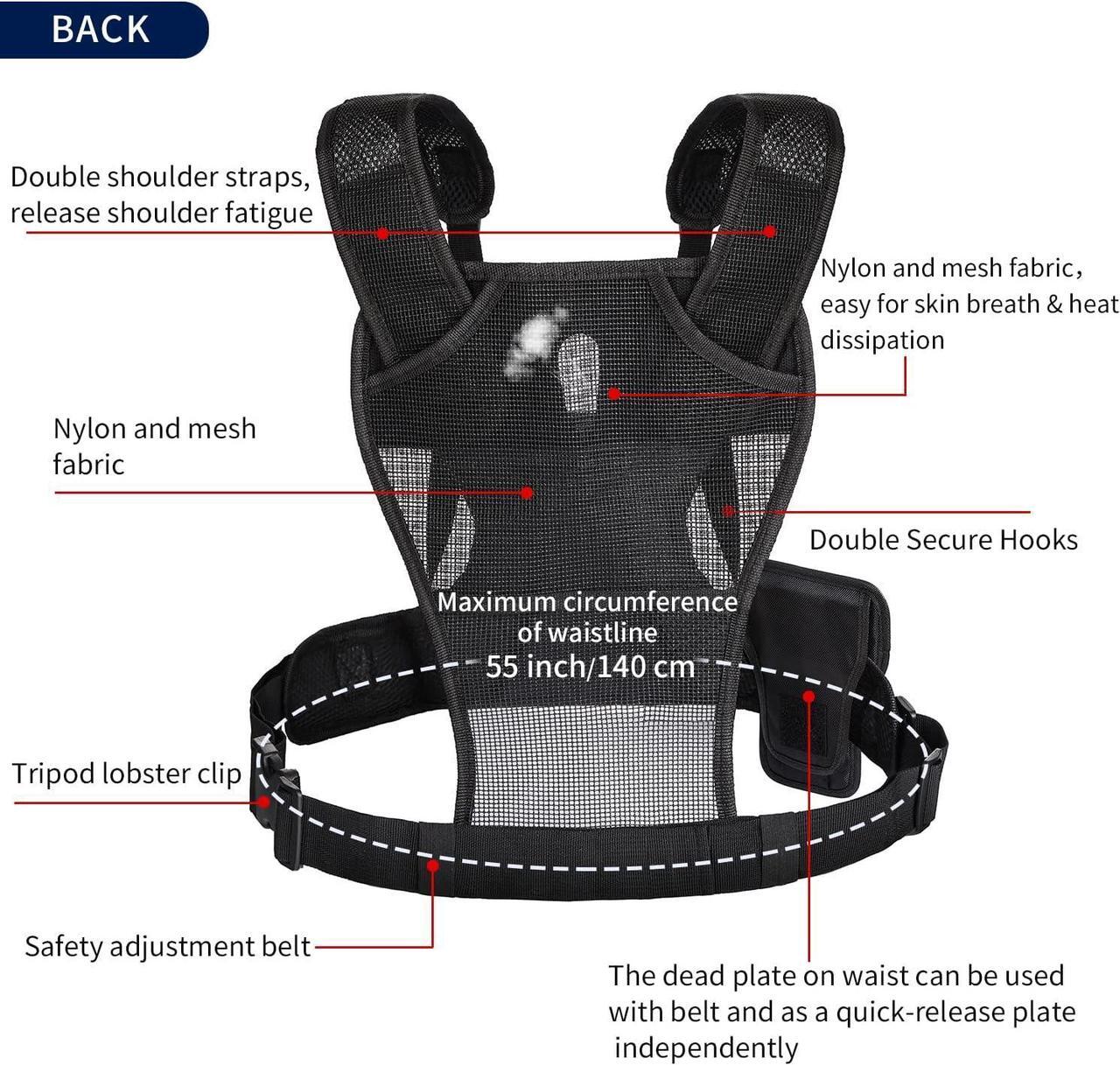 Alt view image 5 of 7 - Dual Camera Harness, SK-MSP01 Multi Carrying Chest Vest System with Side Holster for Canon 6D 600D 5D2 5D3 Nikon D90 Sony A7S A7R A7S2 Panasonic Olympus DSLR Cameras Climbing Wedding Travel