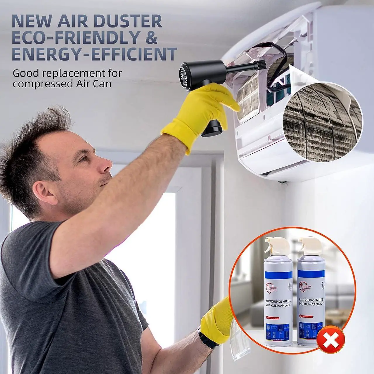 Alt view image 2 of 7 - ZARIMI Compressed air Duster - Keyboard Cleaner for Office no Canned Reusable Good Replacement Can Electric 91000RPM Cordless air Duster pc 7600mAh -pc Cleaning-air Blower-car dusters-Electric