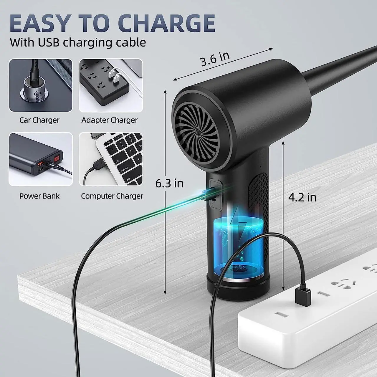 Alt view image 6 of 7 - ZARIMI Compressed air Duster - Keyboard Cleaner for Office no Canned Reusable Good Replacement Can Electric 91000RPM Cordless air Duster pc 7600mAh -pc Cleaning-air Blower-car dusters-Electric