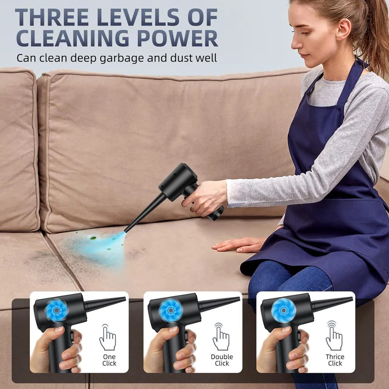 Alt view image 7 of 7 - ZARIMI Compressed air Duster - Keyboard Cleaner for Office no Canned Reusable Good Replacement Can Electric 91000RPM Cordless air Duster pc 7600mAh -pc Cleaning-air Blower-car dusters-Electric