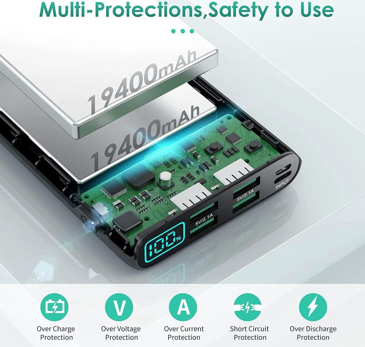 Alt view image 2 of 7 - Portable Charger 38800mAh,LCD Display Power Bank,4 USB Outputs Battery Pack Backup, USB-C in&out Dual Input Phone Charging Compatible with iPhone 15/14/13 Pro Max/12,Android Samsung Galaxy Pixel Nexus