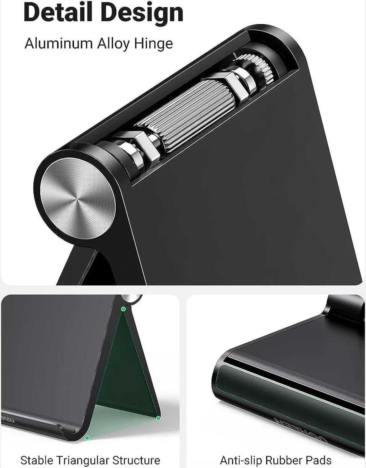 Alt view image 4 of 7 - Tablet Stand Holder Adjustable Portable Desktop Dock Office Compatible for iPad Pro 11 9.7 10.5 Air Mini 5 4 3 2 iPhone 16 15 14 13 12 Black