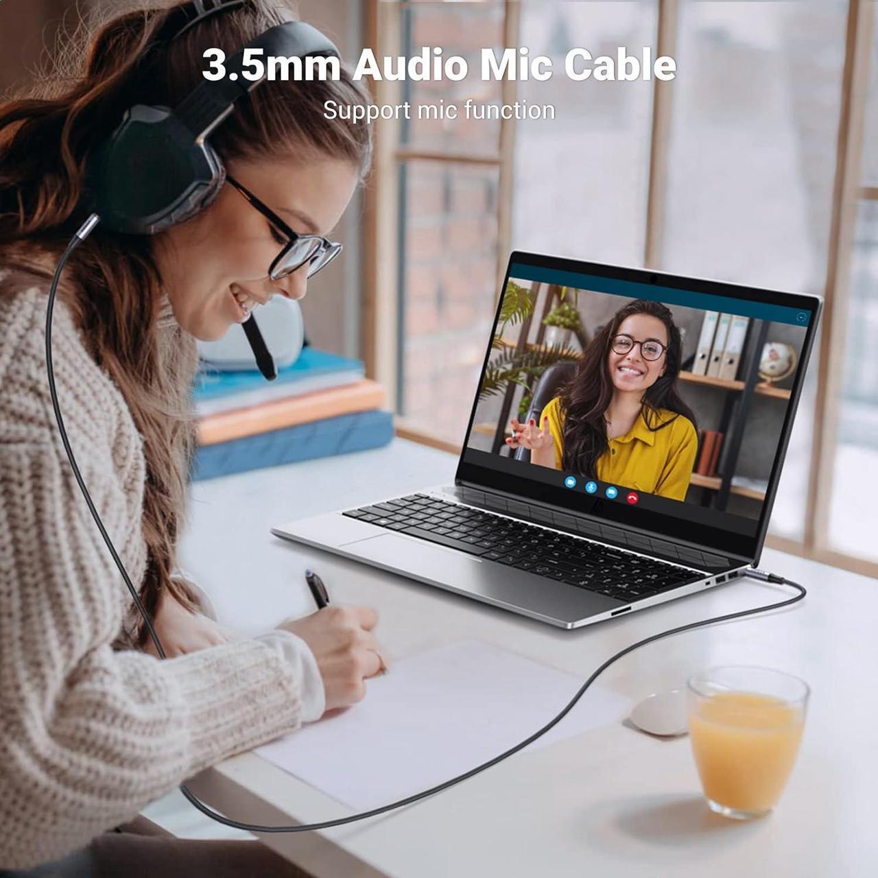 Alt view image 2 of 7 - 3.5mm Audio Cable Braided 4-Pole Hi-Fi Stereo TRRS Jack Shielded Male to Male AUX Cord Compatible with iPad  Phones Tablets Car Home Stereos Headphones Speaker 6FT