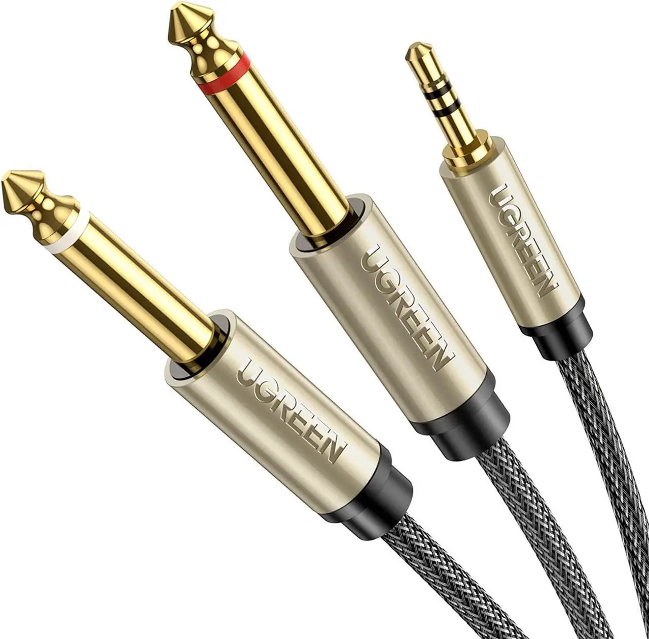 Main image of 1/8 to 1/4 Stereo Cable 3.5mm TRS to Dual 6.35mm 1/4 TS Mono Y Splitter Audio Cord Adapter Compatible with iPhone PC Computer Sound Card Mixer Multimedia Speaker Home Stereo System 6.6FT
