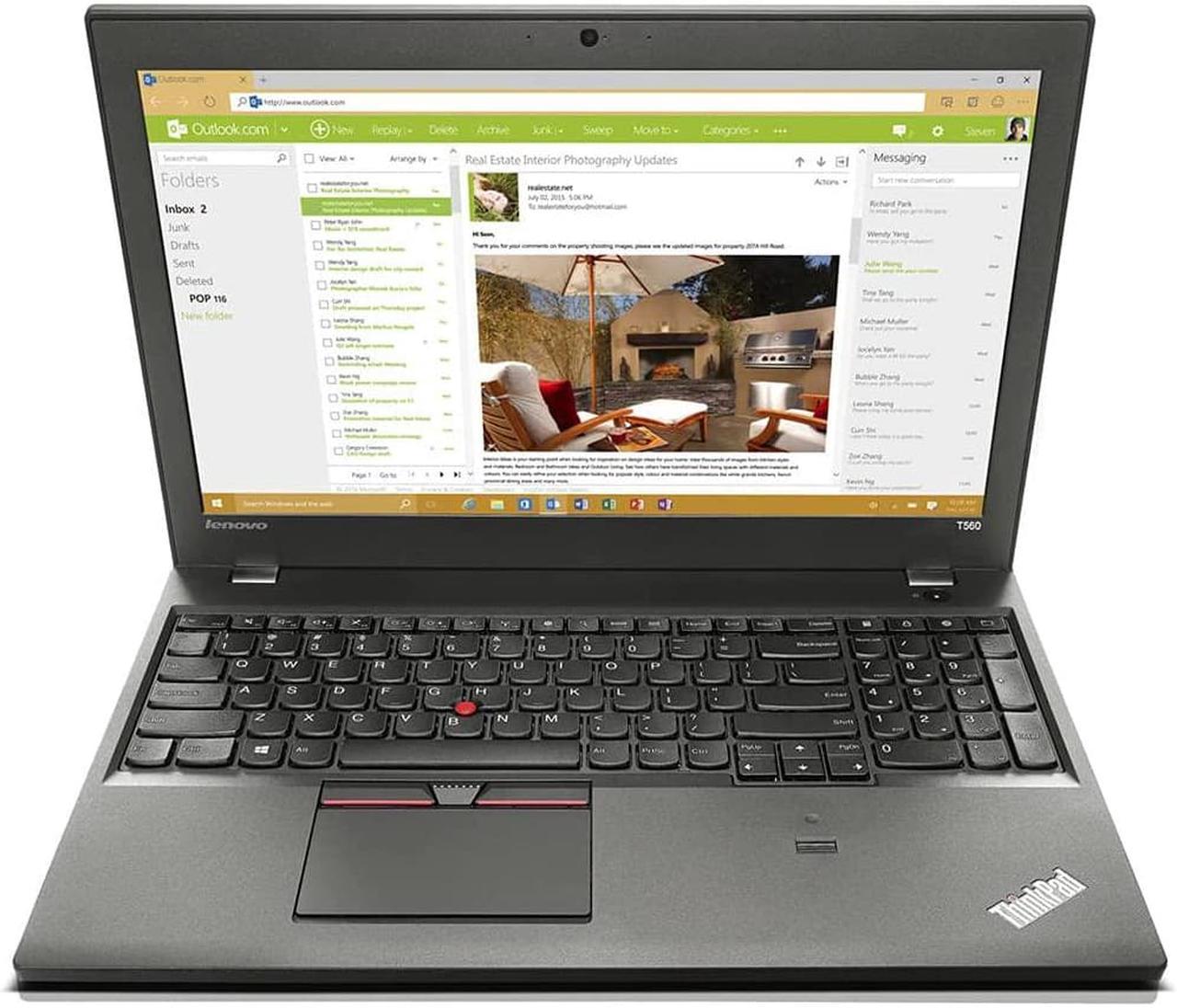 Refurbished (Fair) - Lenovo Thinkpad T560 15.6" Laptop, i7-6600U 2.6Ghz, 8 GB RAM, 256GB SSD, FHD, HDMI, Webcam, Windows 10 Pro. (Minor Keyborad Imprints on the Screen)