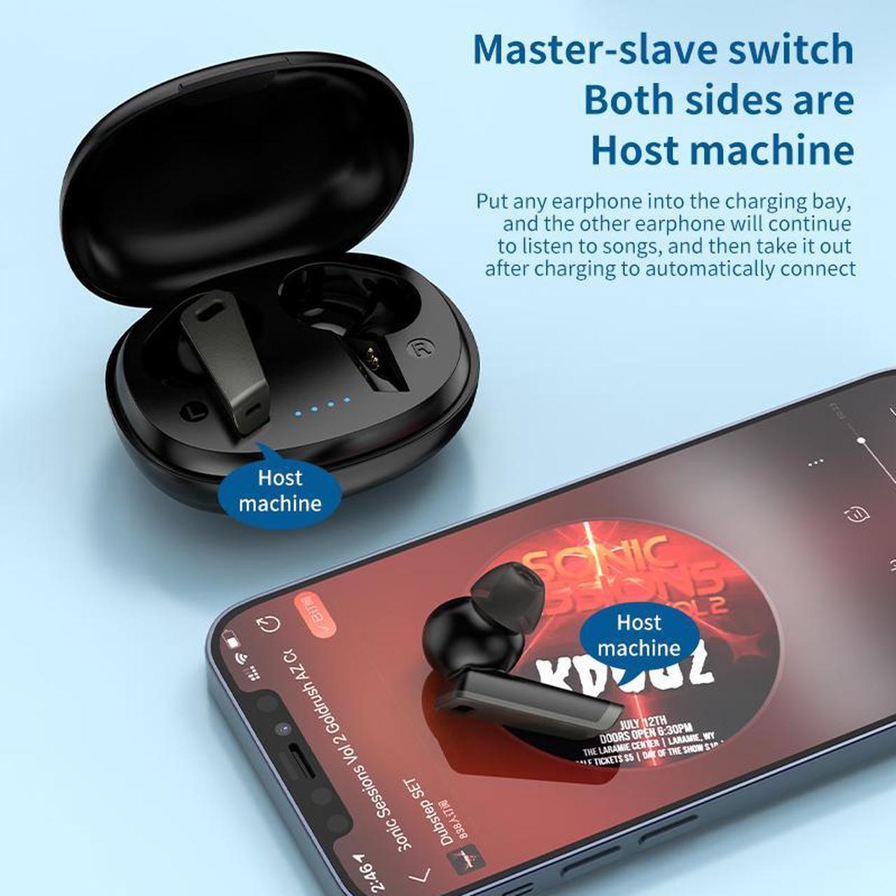 Alt view image 5 of 7 - HEQING Wireless Earbuds Bluetooth 5.2 in Ear Buds Light-Weight Headphones,Deep Bass Sound with Charging Case, Clear Calls Earphones for Sports Workout Gray