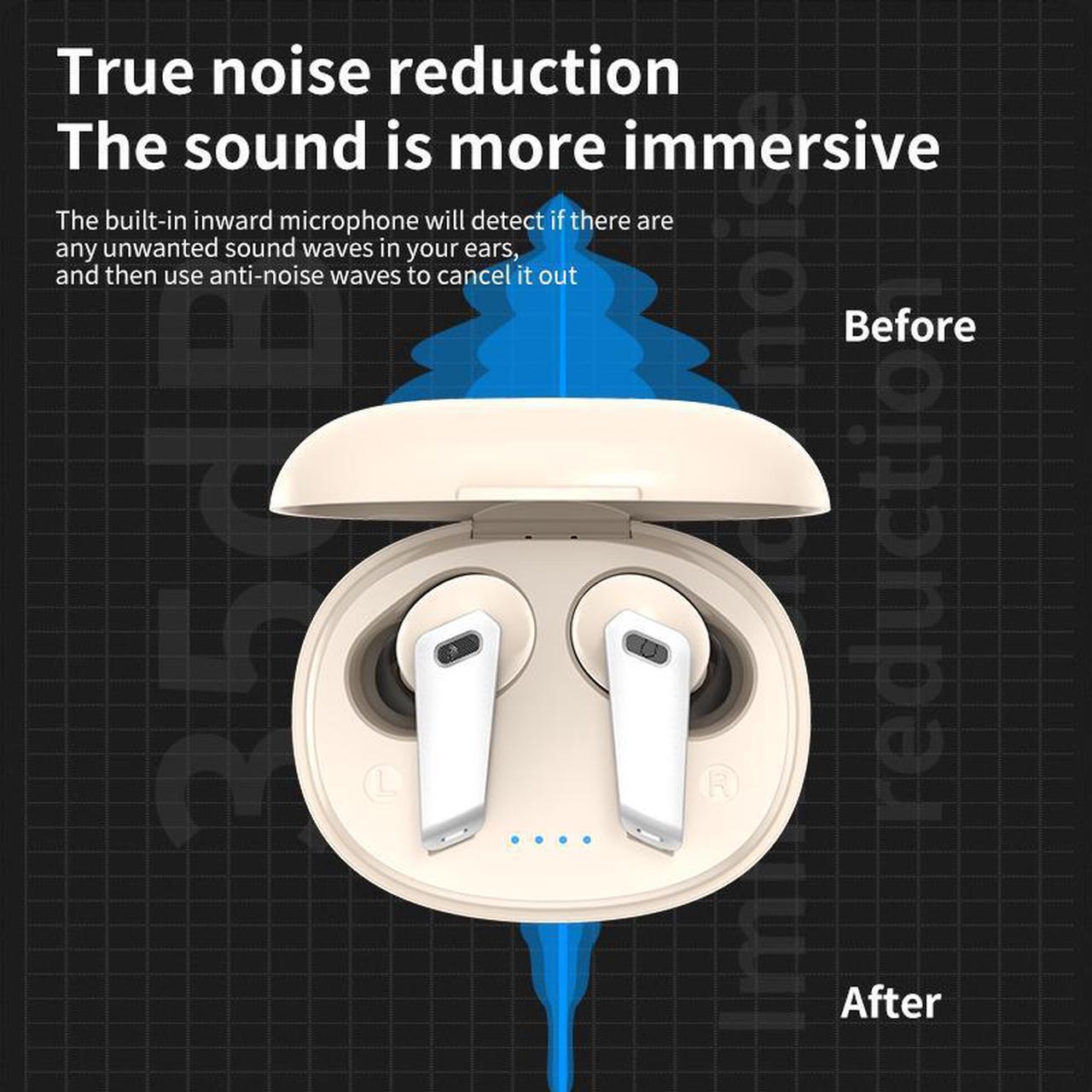 Alt view image 6 of 7 - HEQING Wireless Earbuds Bluetooth 5.2 in Ear Buds Light-Weight Headphones,Deep Bass Sound with Charging Case, Clear Calls Earphones for Sports Workout Gray