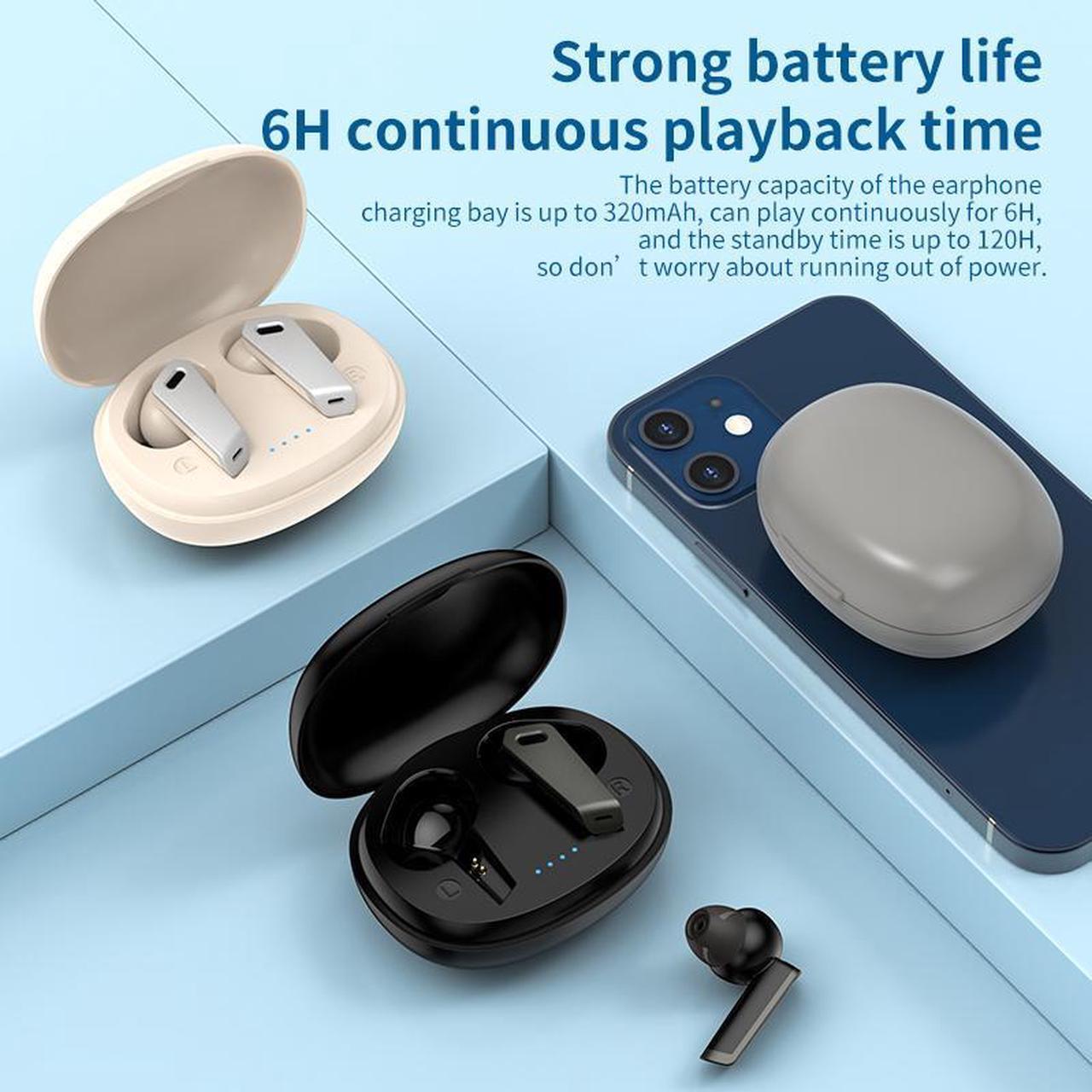 Alt view image 3 of 7 - HEQING Wireless Earbuds Bluetooth 5.2 in Ear Buds Light-Weight Headphones,Deep Bass Sound with Charging Case, Clear Calls Earphones for Sports Workout Gray