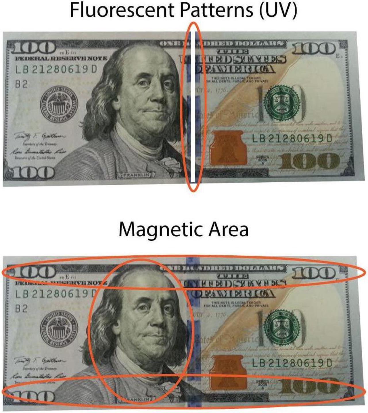 Alt view image 7 of 7 - UV Currency Money Detector, Portable Mini 2 in 1 UV Currency Money Note Detector Counterfeit Checker with Lanyard Magnetic Detector Keychain